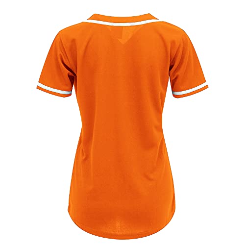 MOLPE Womens Baseball Button Down Jersey, Orange -2