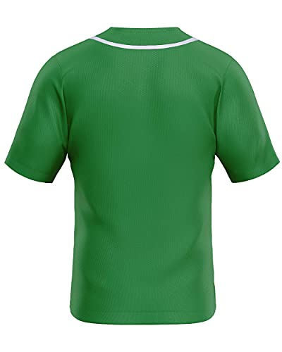 MOLPE Men's Blank Plain Hip Hop Hipster Button Down Baseball Jersey - Green-1