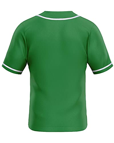 MOLPE Men's Blank Plain Hip Hop Hipster Button Down Baseball Jersey - Green-2