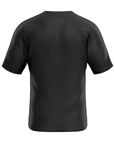 MOLPE Men's Blank Plain Hip Hop Hipster Button Down Baseball Jersey - Black