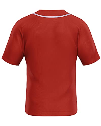 MOLPE Men's Blank Plain Hip Hop Hipster Button Down Baseball Jersey - Maroon-1