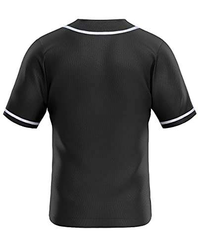 MOLPE Button Down Baseball Jersey (XL, Black/White-2)