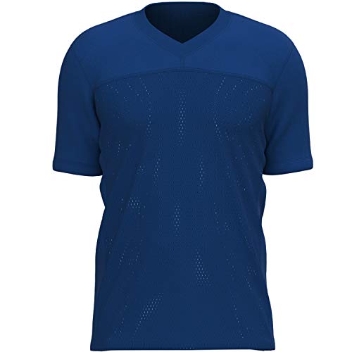 MOLPE Men's Replica Plain Football Jersey, V-Neck Football Shirt in Adult Sizes S-3XL (Navy, M)