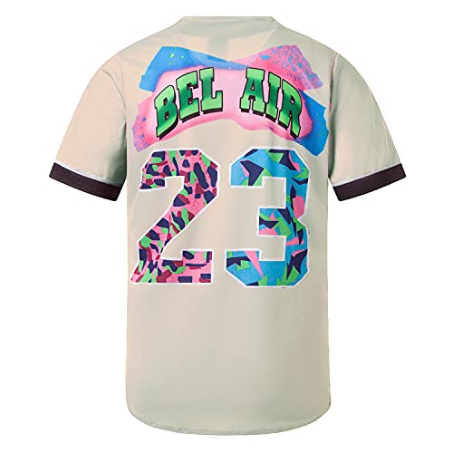 MOLPE Bel-Air 23 Printed Baseball Jersey for Men and Women, Apricot