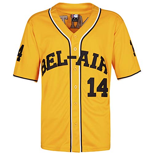 Bel Air Acacdemy Will Smith 14 Baseball Jersey Yellow