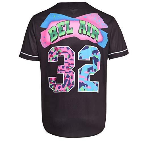 MOLPE Bel-Air 32 Printed Baseball Jersey for Men and Women, Black