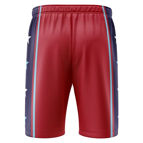 MOLPE Mens Basketball Shorts with Pockets 2 Pack, Polyester Gym Active Athletic Performance Workout Shorts (Blue/Red, S)
