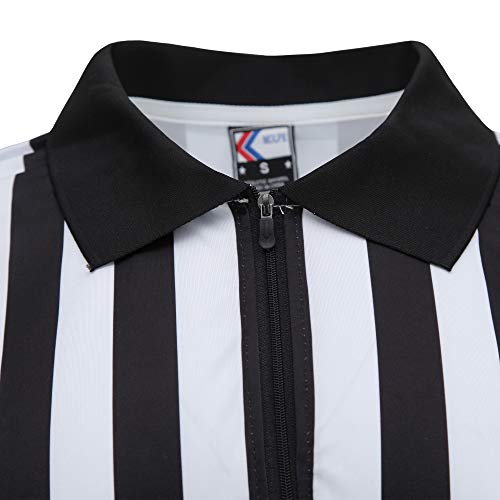 MOLPE Referee Jersey with Zipper, Black & White Striped Official Uniform, for Basketball, Football and Soccer Games, S-3XL