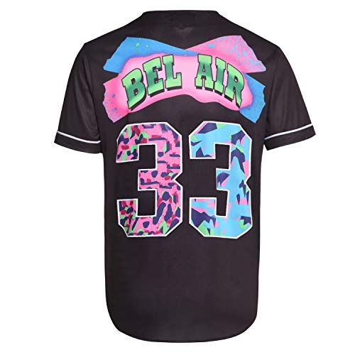 MOLPE Bel-Air 33 Printed Baseball Jersey for Men and Women, Black