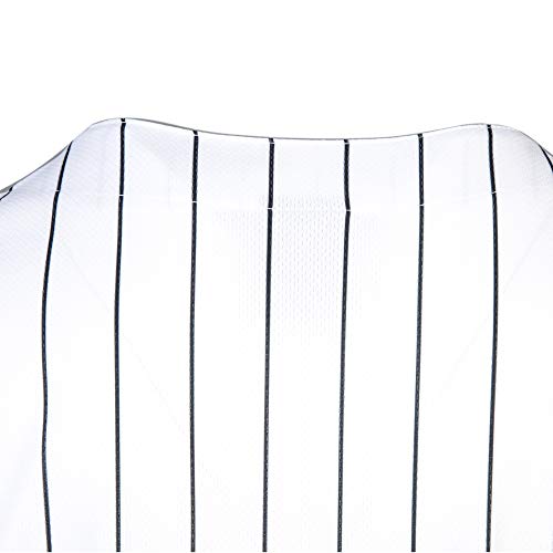 MOLPE Men's Blank Plain Hip Hop Hipster Button Down Baseball Jersey - White/Stripe