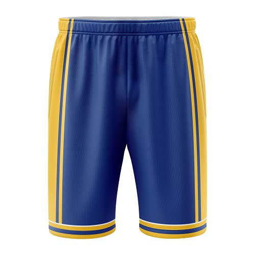 MOLPE Mens Basketball Shorts with Pockets 2 Pack, Polyester Gym Active Athletic Performance Workout Shorts (Blue/Red, S)