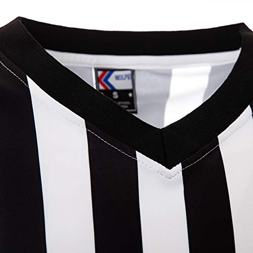 MOLPE Men's Referee Jersey, V-Neck Black & White Striped Official Shirt, for Basketball, Football and Soccer Games, S-3XL