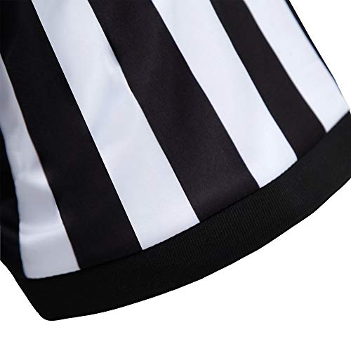 MOLPE Referee Jersey with Zipper, Black & White Striped Official Uniform, for Basketball, Football and Soccer Games, S-3XL