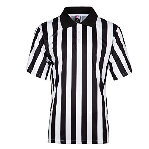 MOLPE Men's Referee Jersey, Polo Shirt Style Striped Official Uniform for Basketball, Football and Soccer Games, S-3XL