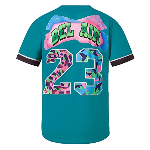 MOLPE Bel-Air 23 Printed Baseball Jersey for Men and Women, Dark Green