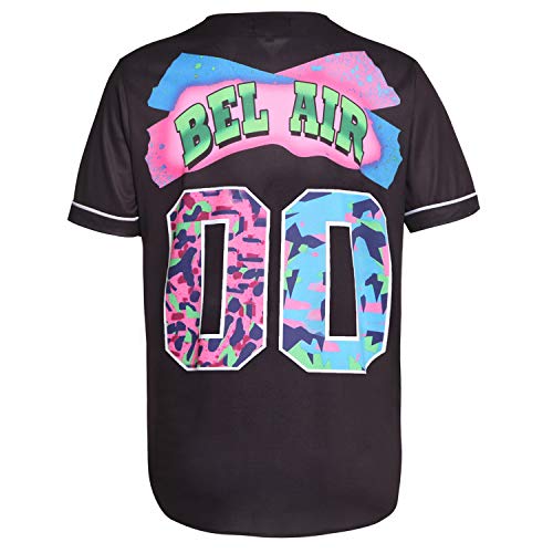 MOLPE Bel-Air 00 Printed Baseball Jersey for Men and Women, Black