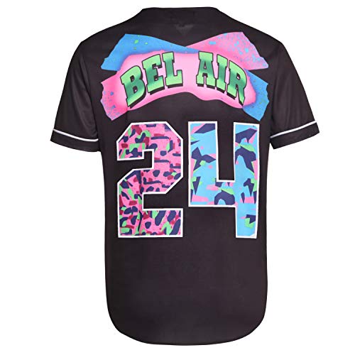 MOLPE Bel-Air 24 Printed Baseball Jersey for Men and Women, Black