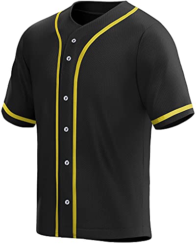  XWEARE Men's Blank Baseball Jersey Button Down Short Sleeve  Shirts Hip Hop Hipster Team Sports Uniforms (as1, Alpha, s, Regular,  Regular, Black, S) : Clothing, Shoes & Jewelry