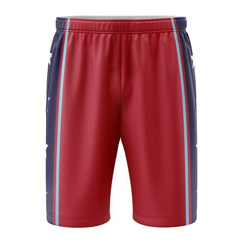 MOLPE Mens Basketball Shorts with Pockets 2 Pack, Polyester Gym Active Athletic Performance Workout Shorts (Blue/Red, S)