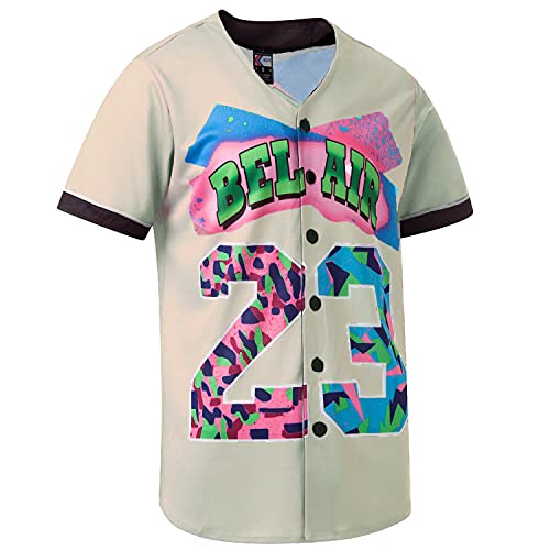 MOLPE Bel-Air 23 Printed Baseball Jersey for Men and Women, Apricot