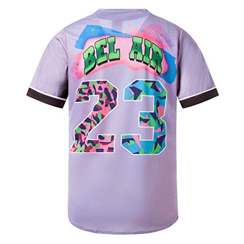 MOLPE Bel-Air 23 Printed Baseball Jersey for Men and Women, Grey