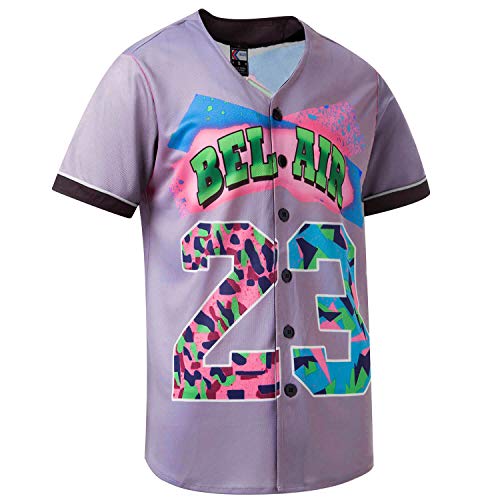 MOLPE Bel-Air 23 Printed Baseball Jersey for Men and Women, Grey