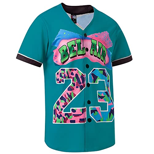 MOLPE Bel-Air 23 Printed Baseball Jersey for Men and Women, Dark Green