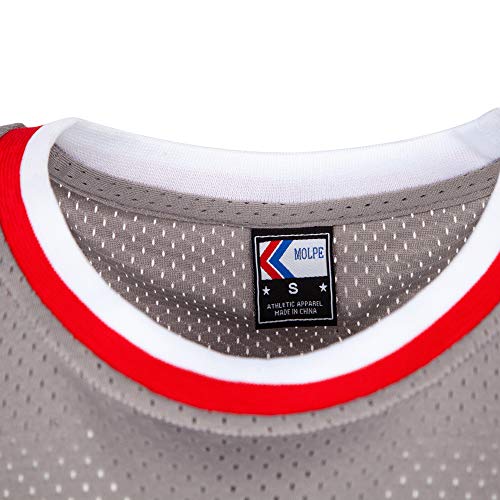 MOLPE Morris 25"Bayside Basketball Jersey S-XXXL Grey, 90S Hip Hop Clothing for Party, Stitched Letters and Numbers