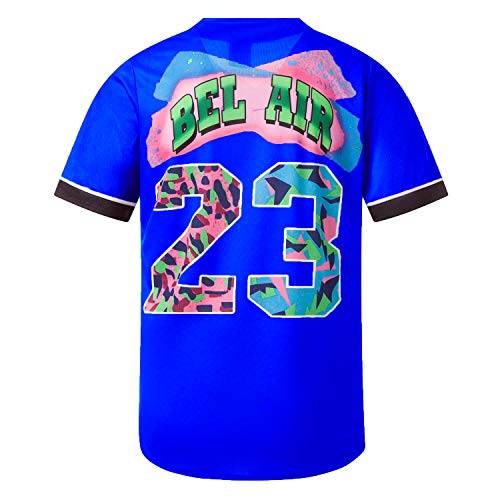 MOLPE Bel-Air 23 Printed Baseball Jersey for Men and Women, Blue