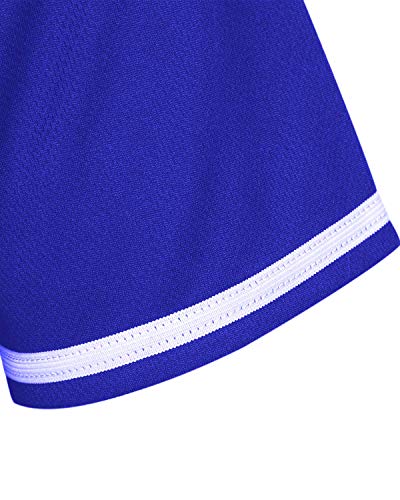 MOLPE Men's Blank Plain Hip Hop Hipster Button Down Baseball Jersey - Blue-2