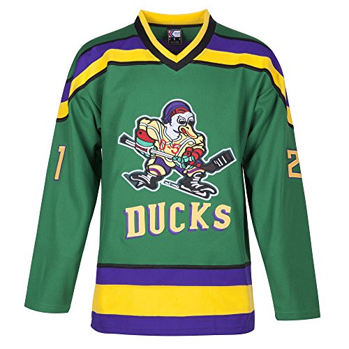  Customer reviews: Mighty Ducks Jersey Movie Ice Hockey Jersey  Green S-XXL Dean Portman #21 with Adult Size, 90S Hip Hop Clothing for  Party(Small)