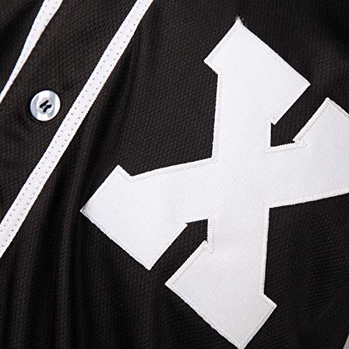 MOLPE X Mark Baseball Jersey S-XXXL Black, 90S Hip Hop Clothing for Party, Stitched Logo