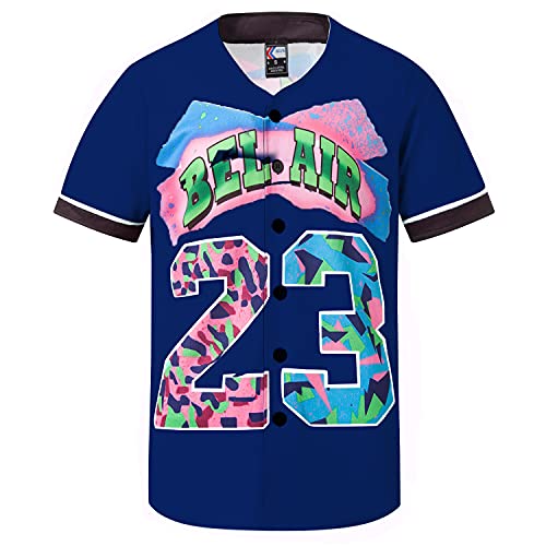 MOLPE Bel-Air 23 Printed Baseball Jersey for Men and Women, Navy