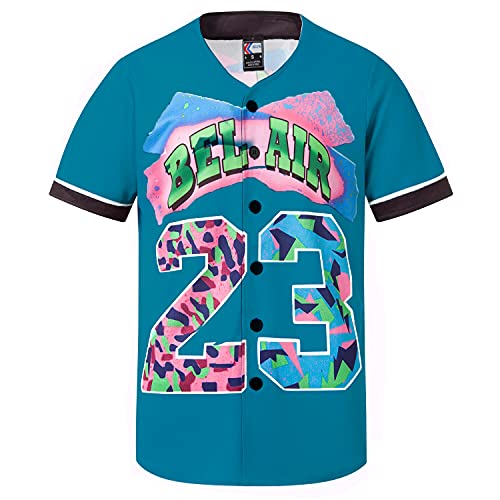 MOLPE Bel-Air 23 Printed Baseball Jersey for Men and Women, Dark Green
