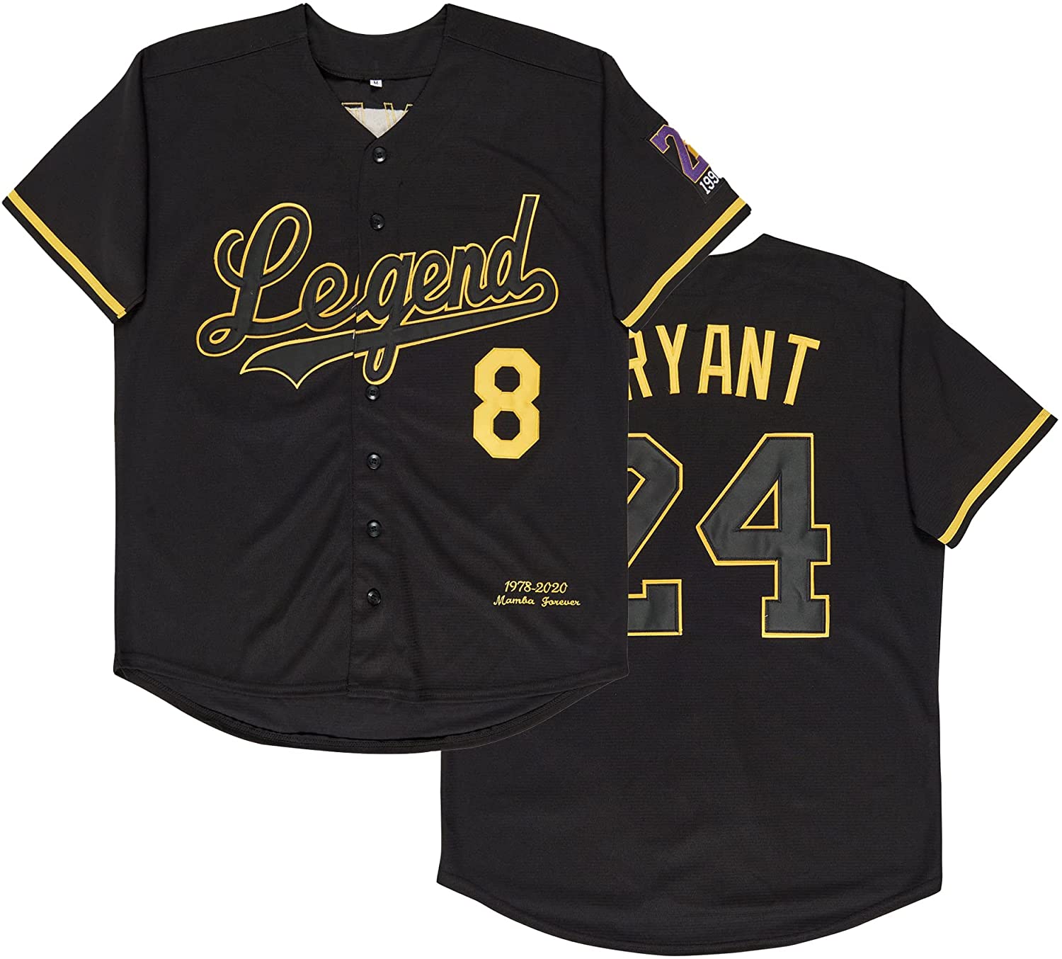 Kobe Bryant Baseball Jersey Shirt Black Mamba Kobe Bryant Jersey