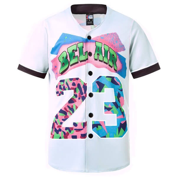 90s Bel Air 23 Printed Baseball Jersey freeshipping - Jersey One