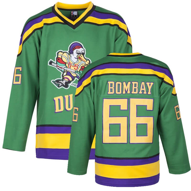 Gordon Bombay 66 green custom hockey jersey sewn letters Mighty Ducks M -  XXL