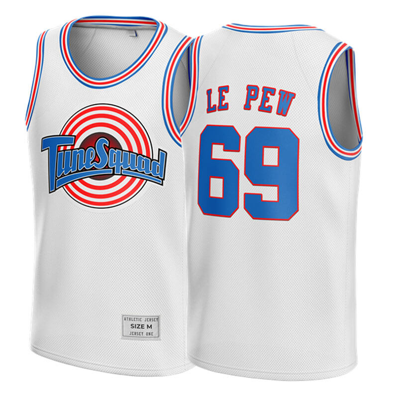 Pepe Le Pew Tune Squad White Jersey Space Jam Basketball Heart Uniform  Costume