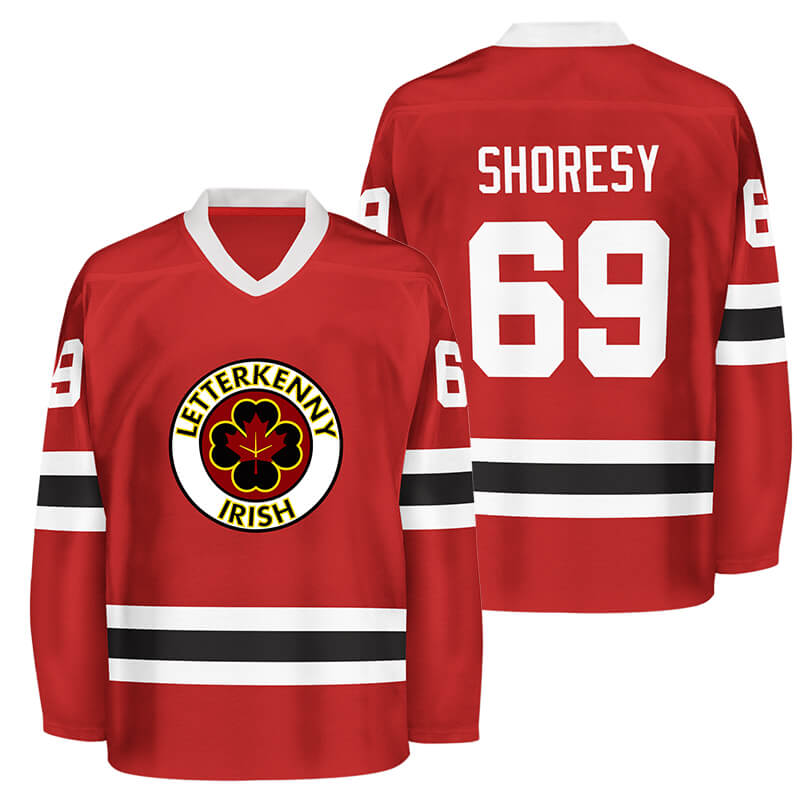 Shoresy #69 Letterkenny Shamrocks Hockey Jersey TV Show Team Uniform Gift  Blue