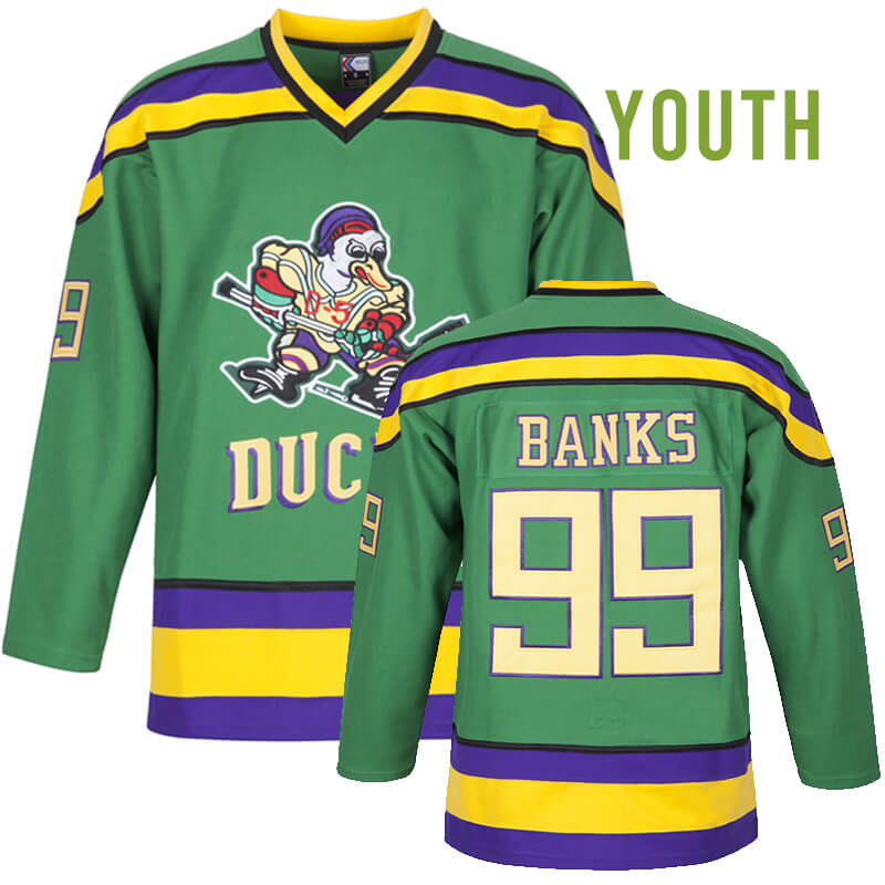 Movie Mighty Ducks Adma Banks #99 USA Hockey Jerseys Sewn Custom