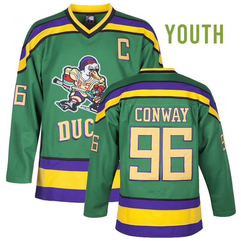 Youth Charlie Conway #96 Mighty Ducks Ice Hockey Jersey