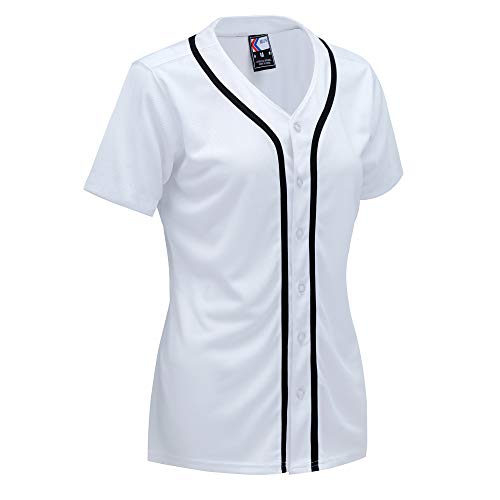 MOLPE Women Button Down Baseball Jersey  Black -1