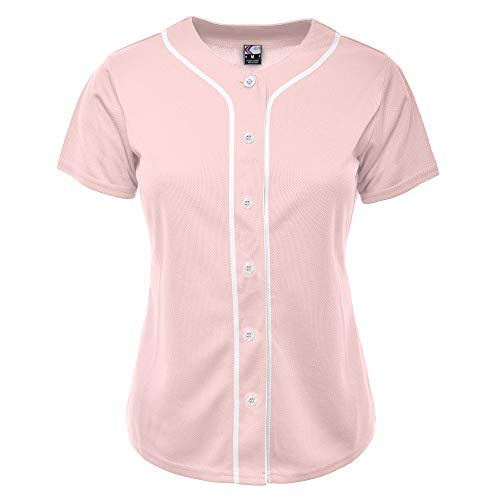 MOLPE Women Button Down Baseball Jersey  Black -1