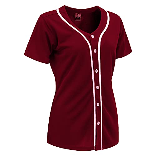 MOLPE Women Button Down Baseball Jersey  Black -1