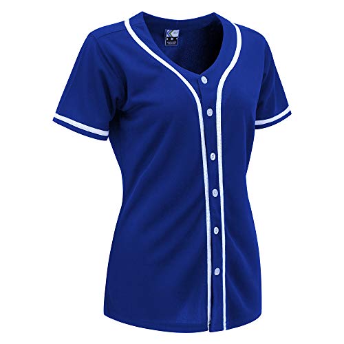 MOLPE Women Button Down Baseball Jersey, Black -2