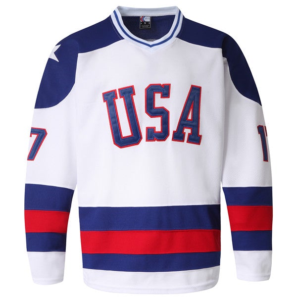 1980 Miracle On Ice Team USA Jack O'Callahan 17 Hockey Jersey Blue