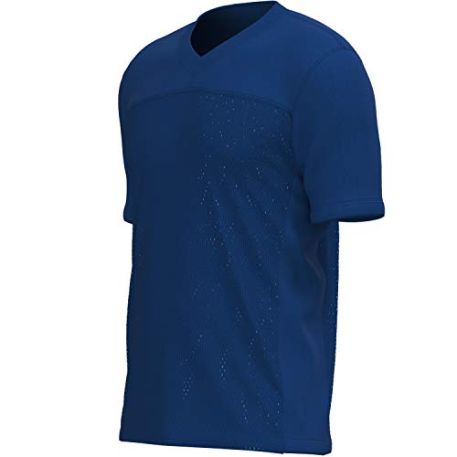 MOLPE Men's Replica Plain Football Jersey, V-Neck Football Shirt in Adult Sizes S-3XL (Navy, M)