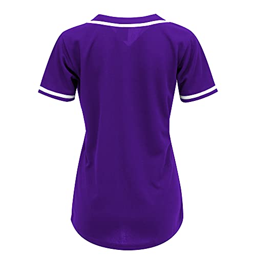 MOLPE Womens Baseball Button Down Jersey, Purple -2