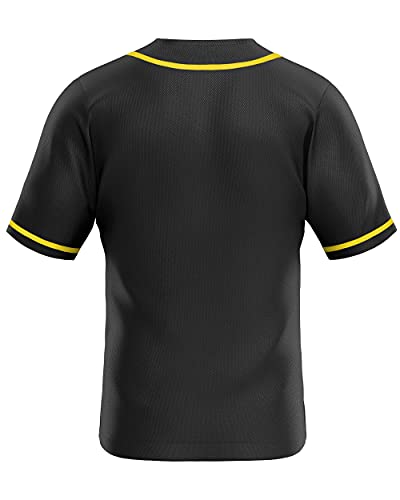 Buy NJKA Blank Plain Hip Hop Hipster Button Down Baseball Jersey, Short  Sleeve Active T Shirts (Black, Small) at