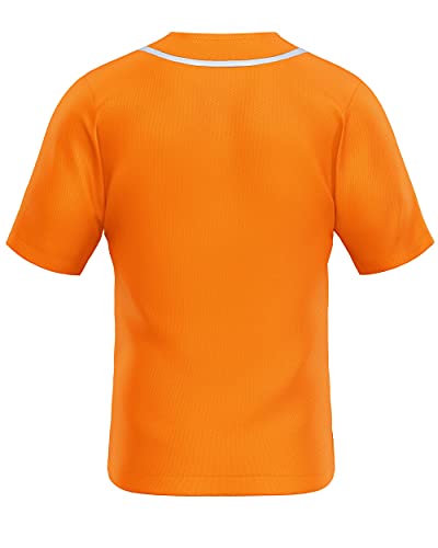 MOLPE Men's Blank Plain Hip Hop Hipster Button Down Baseball Jersey - Orange
